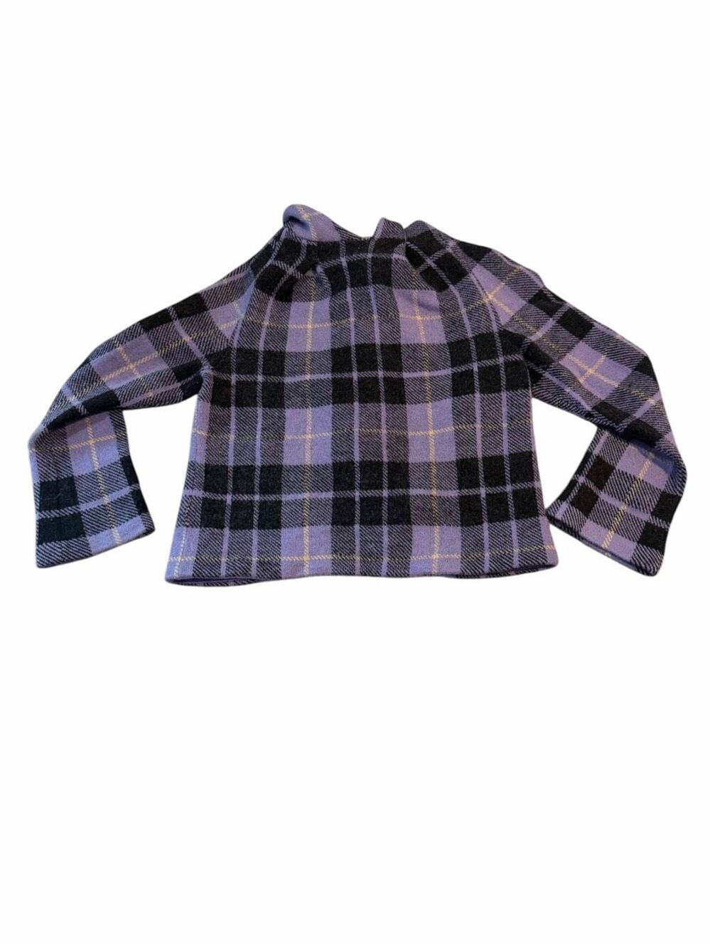 CHARLIE & ROBIN Anthropologie Purple Black Plaid Wool Cropped Jacket Small - Picture 3 of 6